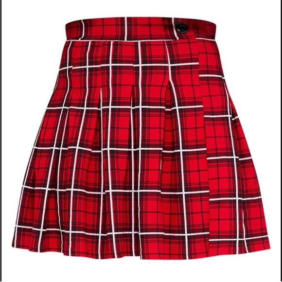Prettylittlething Red Tartan Check Tennis Skirt - Picture 2 of 7